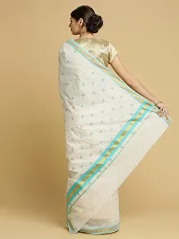 Women's Kasavu Cotton Saree With Blouse Piece (AMB-3-1-RE_Teal Blue)-thumb3