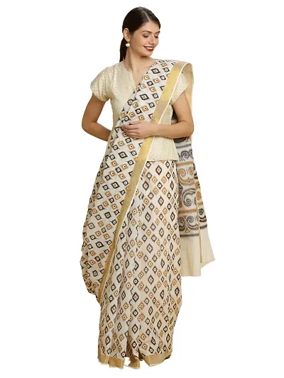 Trendy Kasavu Cotton Sarees With Blouse Piece