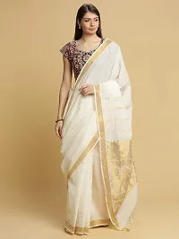 Women's Kasavu Cotton Saree (SKT-2-2-OW_Off-White)-thumb1