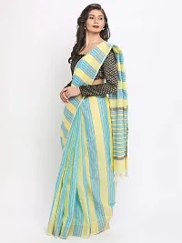 Manvish Drapes Venkatgiri Cotton Solid Stripes Saree With Blouse Piece(Pack of 1)-thumb2