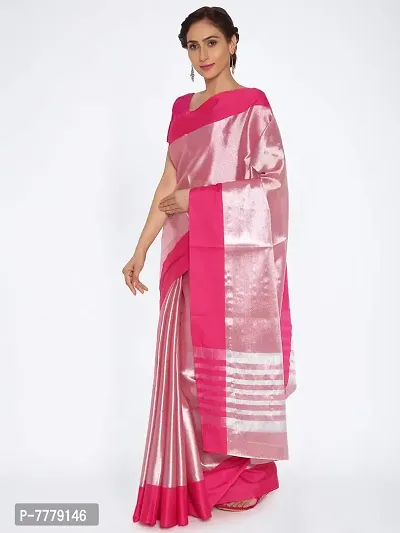 Manvish Drapes Women's Cotton Tissue Uppada Venkatgiri Saree ( Rani Silver )-thumb3