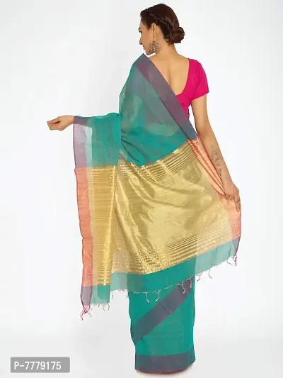 New Manvish Drapes Chanderi Silk Cotton Sarees for all Occasions,Sea Green-thumb4