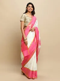 manvish drapes Women's Kasavu Cotton Saree With Blouse Piece (TSB-4-2-GPOW_Off, White)-thumb1