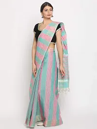 Manvish Drapes Venkatgiri Cotton Solid Stripes Saree With Blouse Piece(Pack of 1)-thumb2