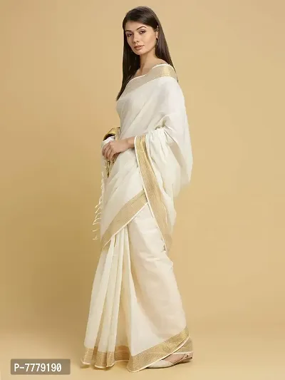 Women's Kasavu Cotton Saree With Blouse Piece (TSB-2-1-OW_Off White)-thumb3