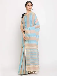 Manvish Drapes Venkatgiri Cotton Solid Stripes Saree With Blouse Piece(Pack of 1)-thumb2