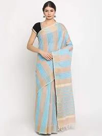 Manvish Drapes Venkatgiri Cotton Solid Stripes Saree With Blouse Piece(Pack of 1)-thumb1