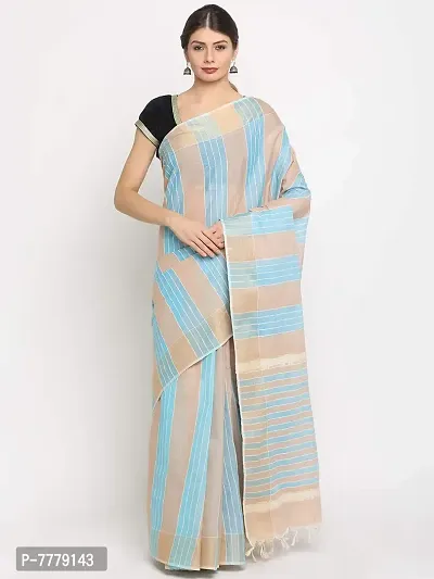 Manvish Drapes Venkatgiri Cotton Solid Stripes Saree With Blouse Piece(Pack of 1)-thumb2