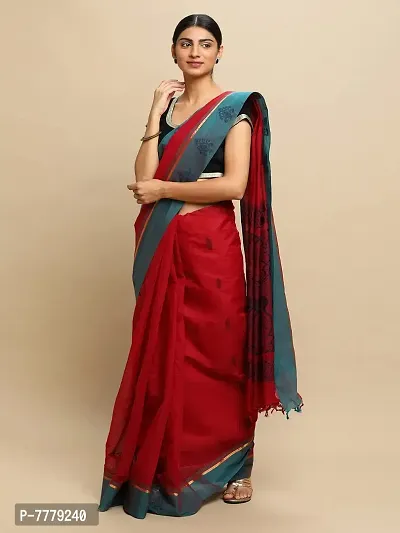 manvish drapes Women's Venkatgiri Cotton Cotton Saree With Blouse Piece (KMP3_Rama)-thumb3