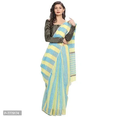 Manvish Drapes Venkatgiri Cotton Solid Stripes Saree With Blouse Piece(Pack of 1)