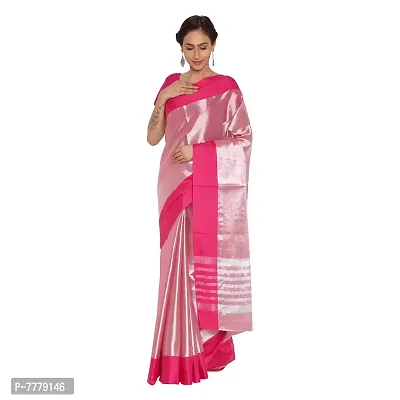 Manvish Drapes Women's Cotton Tissue Uppada Venkatgiri Saree ( Rani Silver )-thumb0