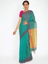 New Manvish Drapes Chanderi Silk Cotton Sarees for all Occasions,Sea Green-thumb1