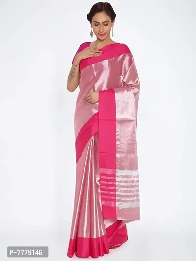 Manvish Drapes Women's Cotton Tissue Uppada Venkatgiri Saree ( Rani Silver )-thumb2