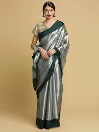 Women's Venkatagiri Cotton Saree With Blouse Piece (BST-3-1-SBG_Silver, Bottle Green)-thumb1