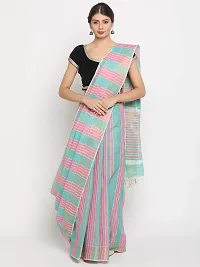 Manvish Drapes Venkatgiri Cotton Solid Stripes Saree With Blouse Piece(Pack of 1)-thumb1