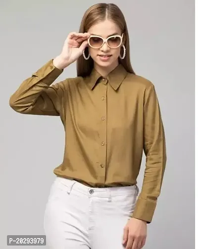 Elegant Brown Rayon Solid Regular Sleeves For Women-thumb0