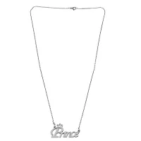 ALS Valentine Gift Prince Letter Locket with Chain Silver Stainless Steel Necklace Pendant for Men and Women-thumb1