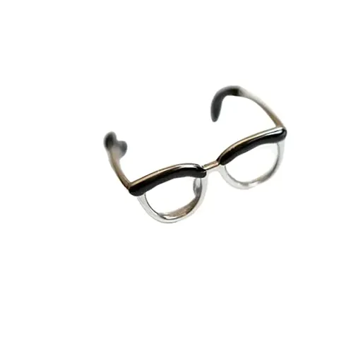 AJS Cute Glasses Rings Cute Glasses Open Ring for Women Teen Girls Funny Adjustable Mini Glasses Finger Buckle Jewelry