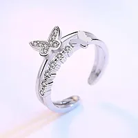 AJS A.D Butterfly Rings for Women and Girls Stainless Steel Jewelry Gift Comfort Fit | Wedding Wear Ring For Women | Perfect Gift For Valentine's Day (Pack of 1-A.D Butterfly Silver Ring)-thumb3