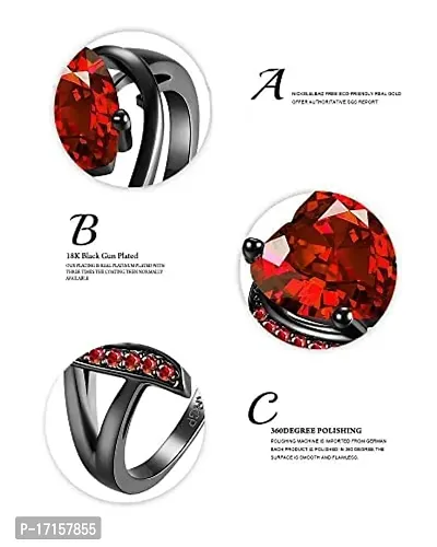 Red Stainless Steel Artificial Stone Rings For Women-thumb3