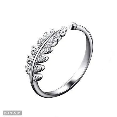 AJS Leaf Ring for Women and Girls 316 Stainless Steel Jewelry Gift Comfort Fit | Fashionable Ring For Girls | Perfect Gift For Valentine's Day, Anniversary (Pack of 1-Leaf Silver Ring)