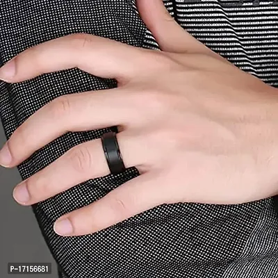 AJS Black Thum Ring for Men and Boys 316 Stainless Steel Jewelry Gift Comfort Fit | Fashionable Ring For Men | Perfect Gift For best Friends (Pack of 1-Black Thum Ring)-thumb3