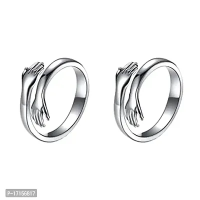 AJS Shine S. Hand Rings for Couple Grade 316 Stainless Steel Jewelry Gift Comfort Fit | Wedding Ring For Couple | Perfect Gift For Valentine's Day (Pack of 2-S.Hand Ring)-thumb0