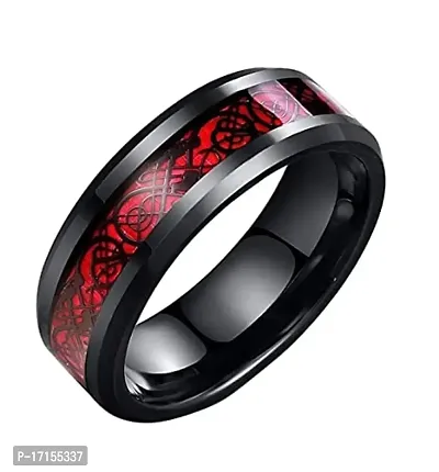 AJS Ring Men's Shine Rings Wedding Bands Ring for Men, Boy and women Grade 316 Stainless Steel Jewelry Gift Comfort Fit(BLACK-RED_DRAGON RING_21)-thumb4