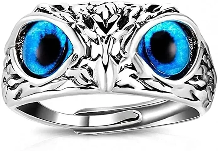 The Key House Stylish Owl Face Design Adjustable Stainless Ring For Men Women -