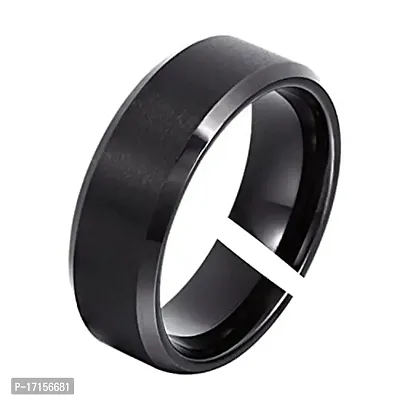 AJS Black Thum Ring for Men and Boys 316 Stainless Steel Jewelry Gift Comfort Fit | Fashionable Ring For Men | Perfect Gift For best Friends (Pack of 1-Black Thum Ring)-thumb0