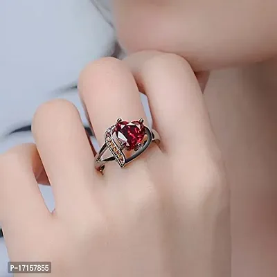 Red Stainless Steel Artificial Stone Rings For Women-thumb2