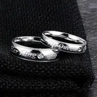 AJS King Queen Ring for Men and Women 316 Stainless Steel Jewelry Gift Comfort Fit | Fashionable Ring For Girls and Boys | Perfect Gift For Valentine's Day (Pack of 2-King Queen Ring)-thumb4
