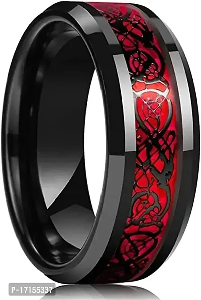 AJS Ring Men's Shine Rings Wedding Bands Ring for Men, Boy and women Grade 316 Stainless Steel Jewelry Gift Comfort Fit(BLACK-RED_DRAGON RING_21)-thumb5