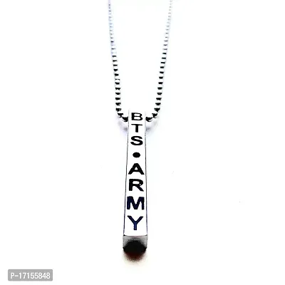 AJS Pendant Army Bar BTS Signature Styles Pendant Necklace Fashion for Boys, Girls  Adult Stainless Steel Locket (ARMY-BAR-BTS-LOCKET, Pack of 1, Black)