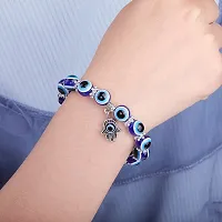 AJS Evil Eye Blue Beaded Hamsa Charm Stretch Bracelet Hand of Fatima Turkish Evil Eye Lucky Bracelet for Protection and Blessing-thumb2