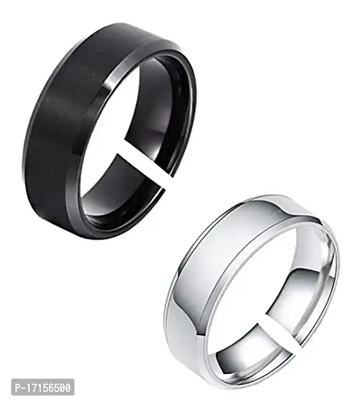 AJS Thum Ring Rings for Men and Boys Grade 316 Stainless Steel Jewelry Gift Comfort Fit | Wedding Wear Ring For Men | Perfect Gift For Birthday (Pack of 2)