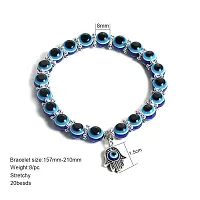 AJS Evil Eye Blue Beaded Hamsa Charm Stretch Bracelet Hand of Fatima Turkish Evil Eye Lucky Bracelet for Protection and Blessing-thumb3