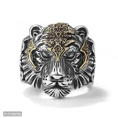 AJS New Lion Ring for Men and Boys 316 Stainless Steel Jewelry Gift Comfort Fit | Fashionable Ring For Boys | Perfect Gift For Best Friends, Birthday (Pack of 1-New Lion Ring)