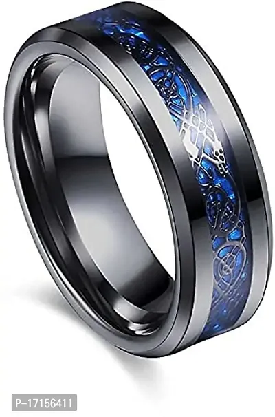 AJS Ring Men's Shine Rings Wedding Bands Ring for Men, Boy and women Grade 316 Stainless Steel Jewelry Gift Comfort Fit(Black-Blue Dragon Ring_21)