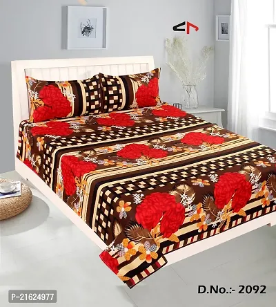 Stylish Fancy Comfortable Cotton Printed Flat Double 1 Bedsheet + 2 Pillowcovers