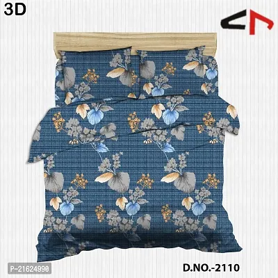 Stylish Fancy Comfortable Cotton Printed Flat Double 1 Bedsheet + 2 Pillowcovers