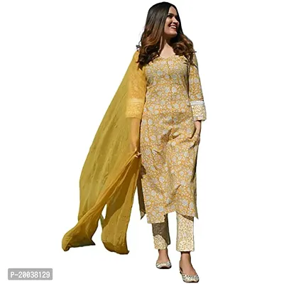 Stylish Cotton Kurta, Bottom and Dupatta Set For Women-thumb0