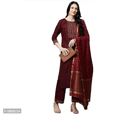 Stylish Cotton Kurta, Bottom and Dupatta Set For Women-thumb0