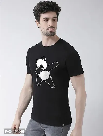 Stylish Black Cotton Blend T-Shirt For Men-thumb2