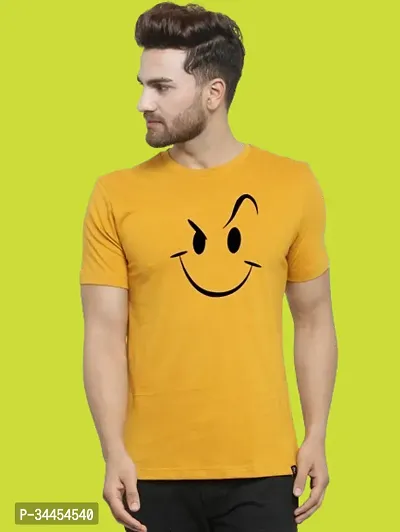 Stylish Yellow Cotton Blend T-Shirt For Men-thumb0