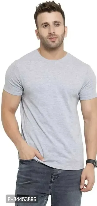 Stylish Grey Polyester T-Shirt For Men-thumb0