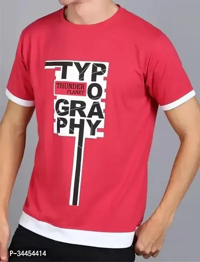 Stylish Pink Cotton Blend T-Shirt For Men-thumb0