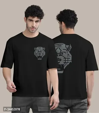 Stylish Black Cotton Blend T-Shirt For Men-thumb0