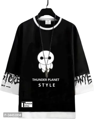 Stylish Black Polyester T-Shirt For Men-thumb2