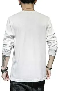 Stylish White Cotton Blend T-Shirt For Men-thumb1